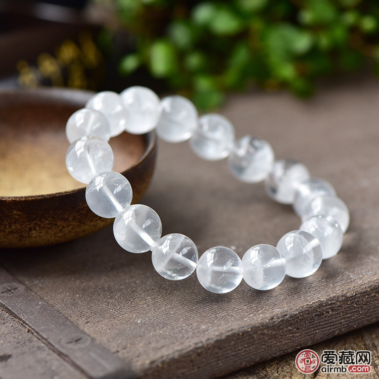 天然白水晶幽灵聚宝盆单圈手链、
