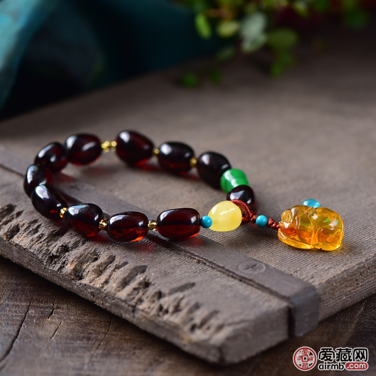 天然净水血珀单圈DIY手链，配