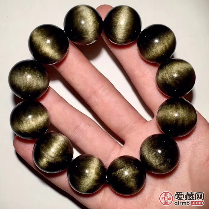 【产品】天然金曜石一线猫眼手链