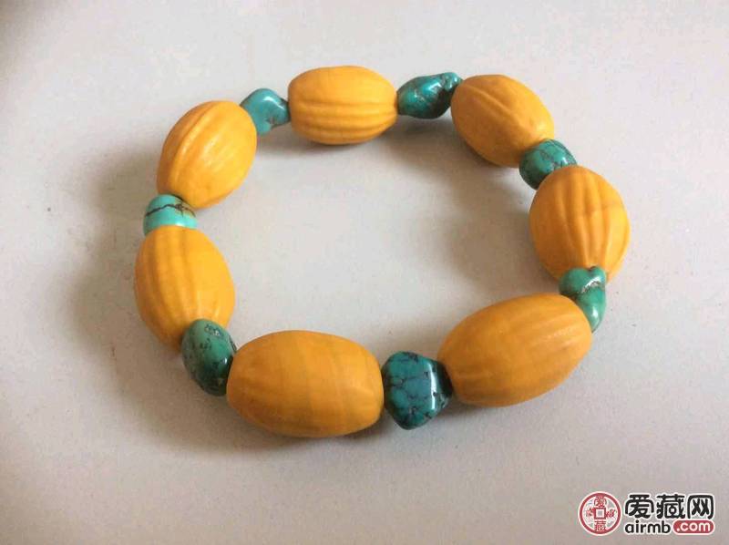 古法琉璃珠手串，随形松石隔珠，