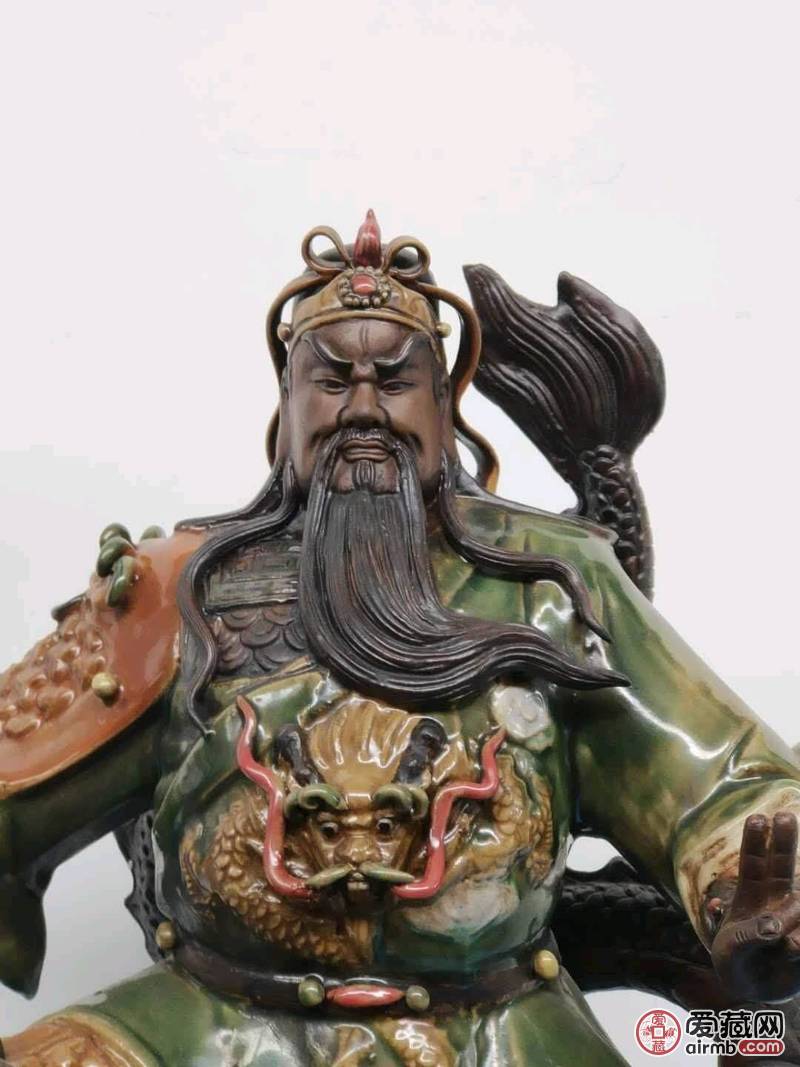 关帝爷\n材质~紫砂挂釉\n开