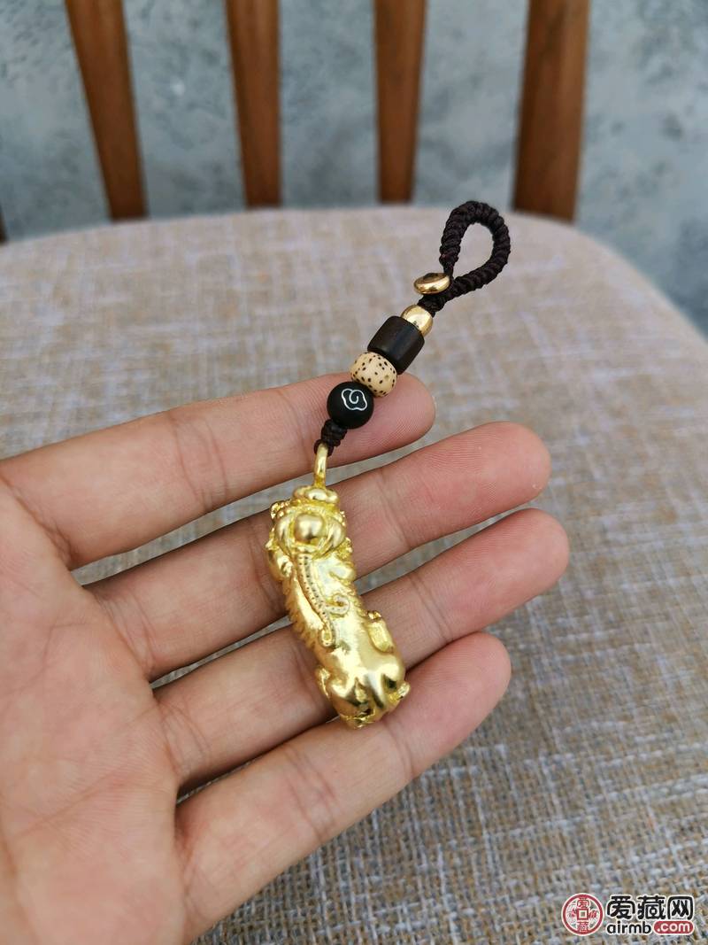 手工编织黄铜原色如意貔貅汽车钥