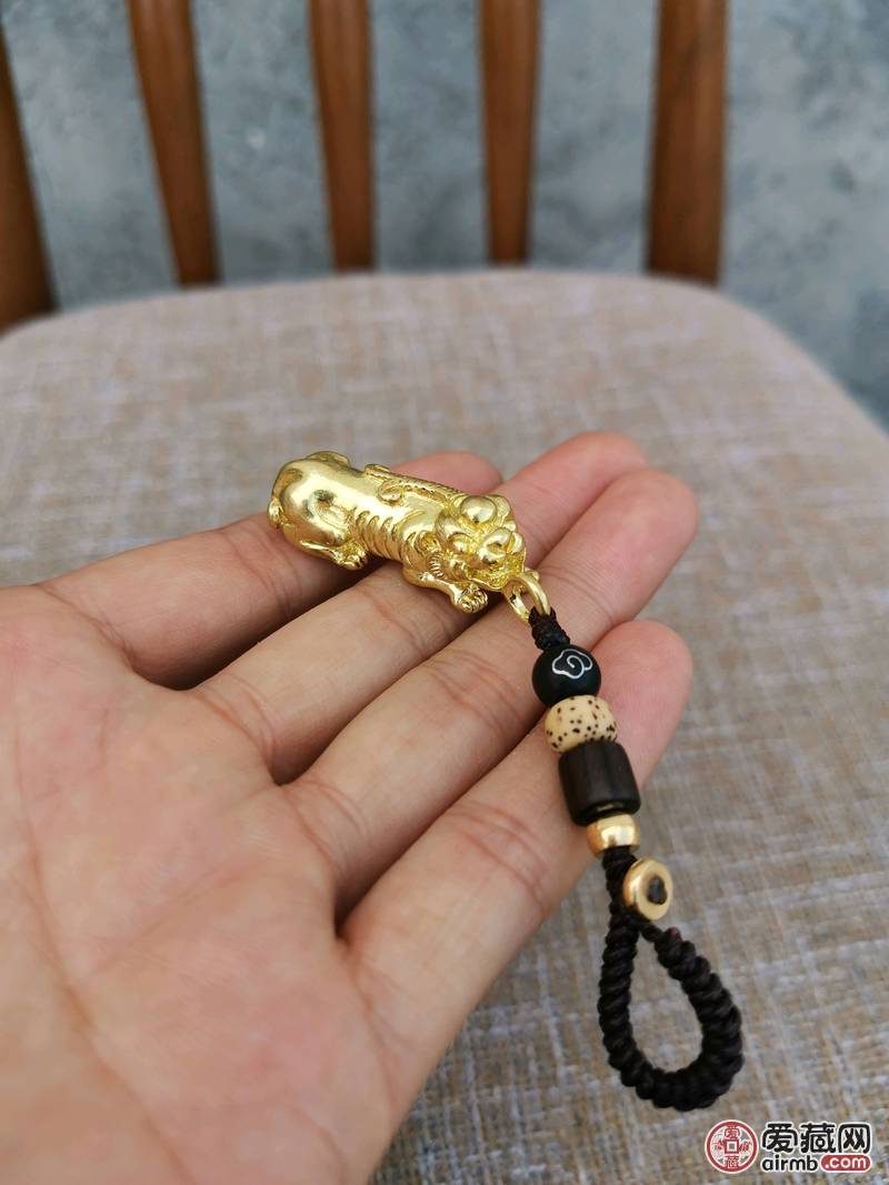 手工编织黄铜原色如意貔貅汽车钥