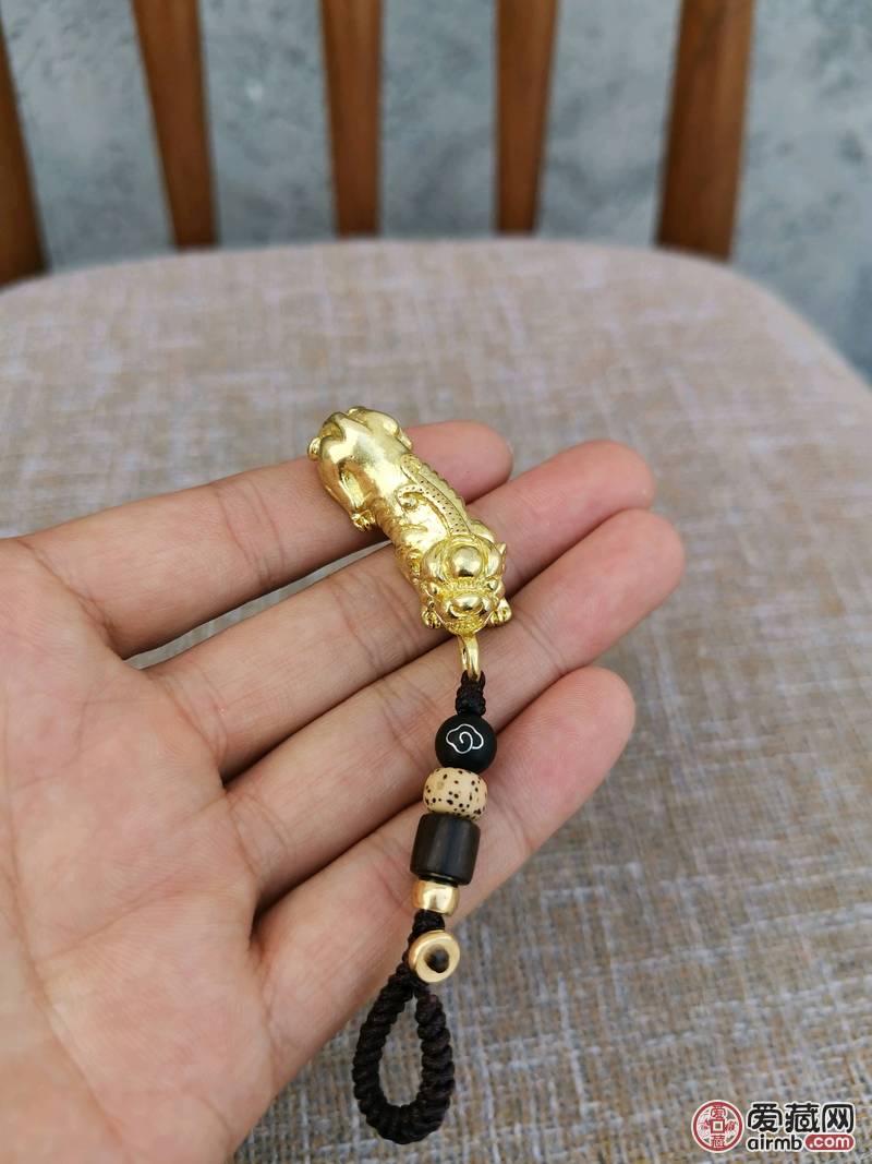 手工编织黄铜原色如意貔貅汽车钥