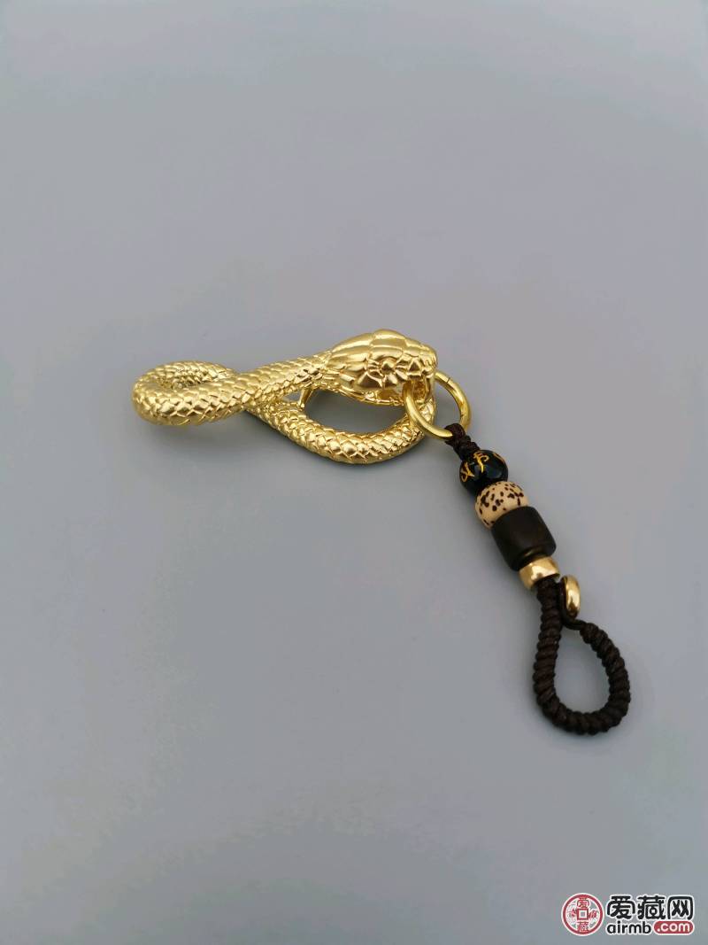 手工编织黄铜原色生肖盘蛇汽车钥