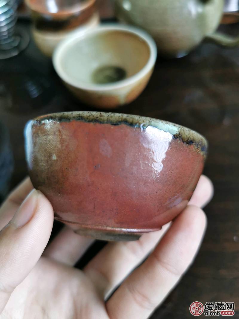 柴烧陶瓷杯。（窑宝级别。杯口有
