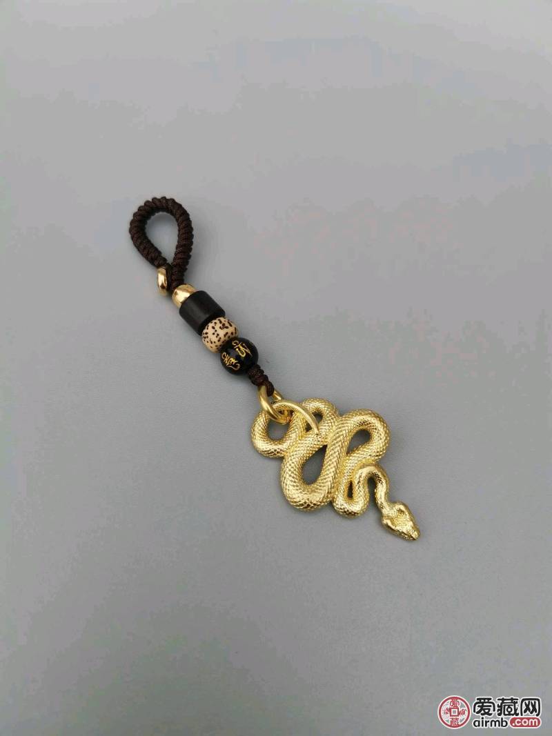 手工编织黄铜原色小蛇汽车钥匙扣