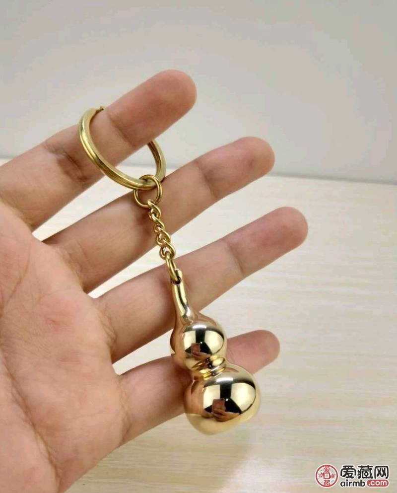 黄铜精工实心镜面葫芦钥匙扣挂件
