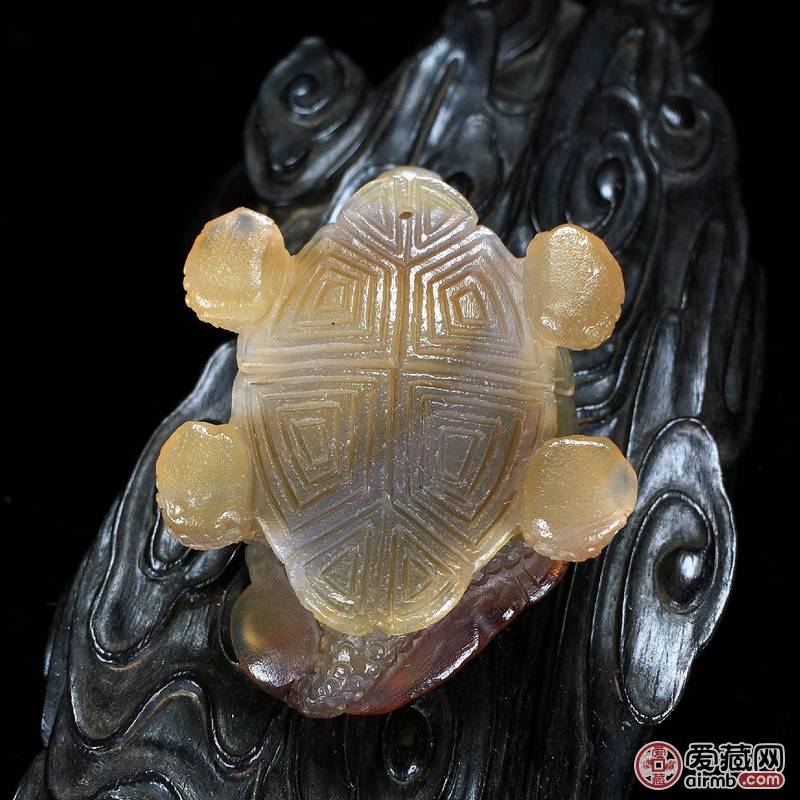天然红褐玛瑙圆雕满工龙龟小摆件
