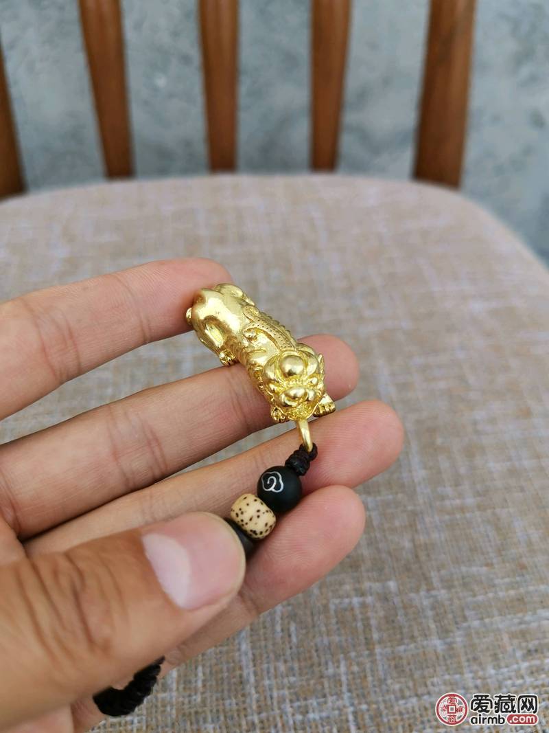 手工编织黄铜原色如意貔貅汽车钥
