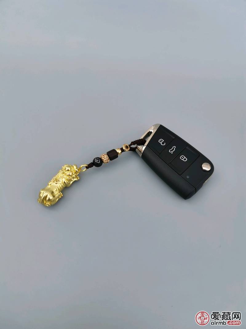 手工编织黄铜原色如意貔貅汽车钥