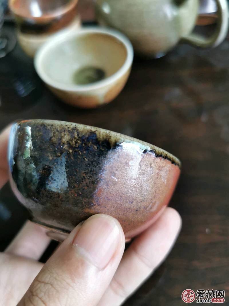 柴烧陶瓷杯。（窑宝级别。杯口有