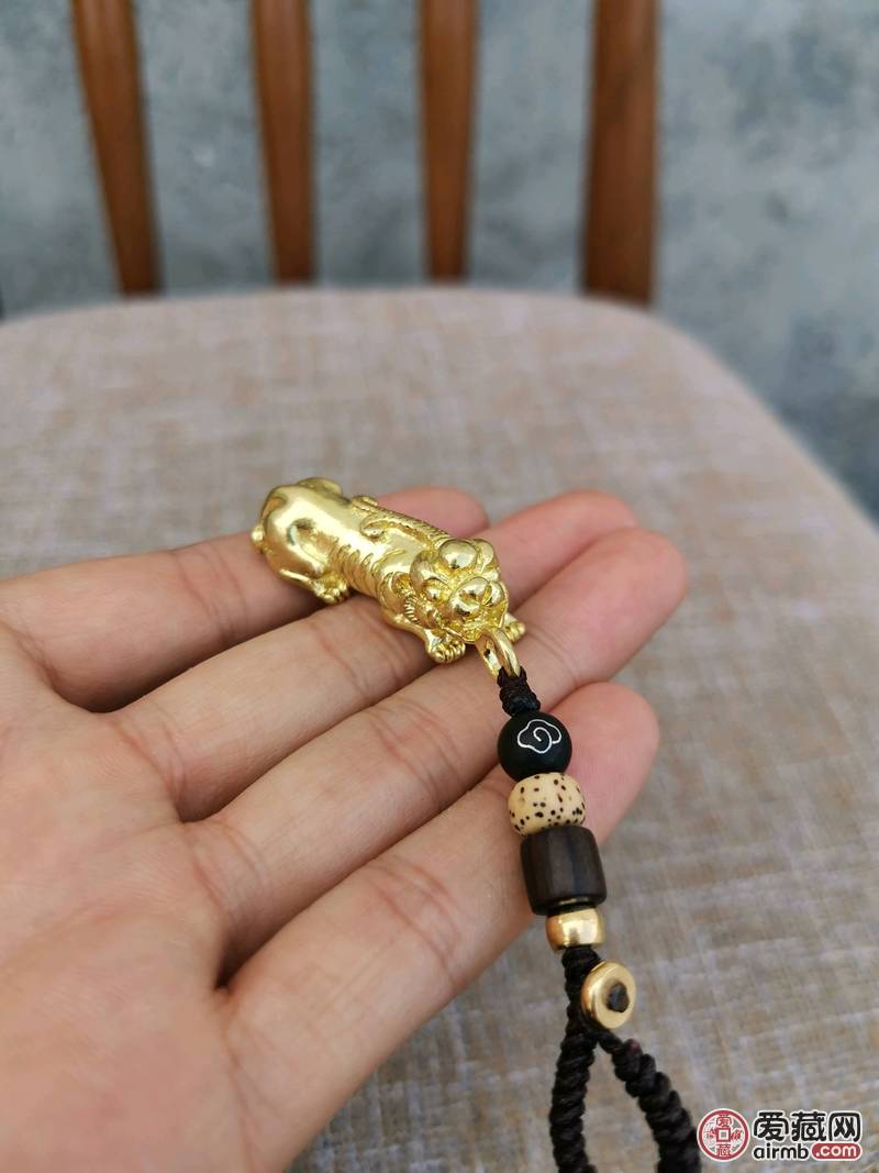手工编织黄铜原色如意貔貅汽车钥