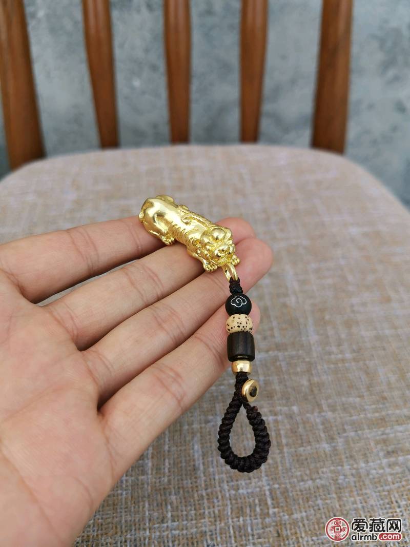 手工编织黄铜原色如意貔貅汽车钥