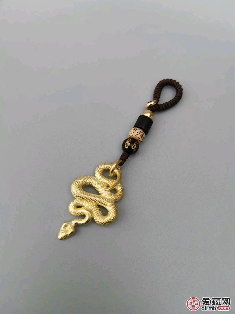 手工编织黄铜原色小蛇汽车钥匙扣
