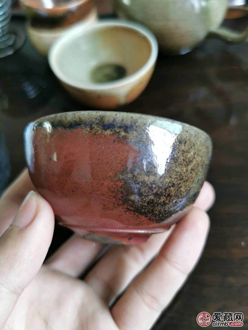 柴烧陶瓷杯。（窑宝级别。杯口有