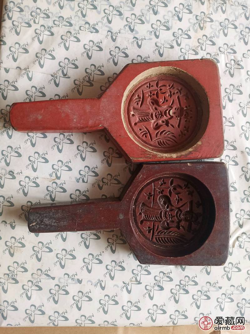 清光绪三十四年，糕点硬板模一对