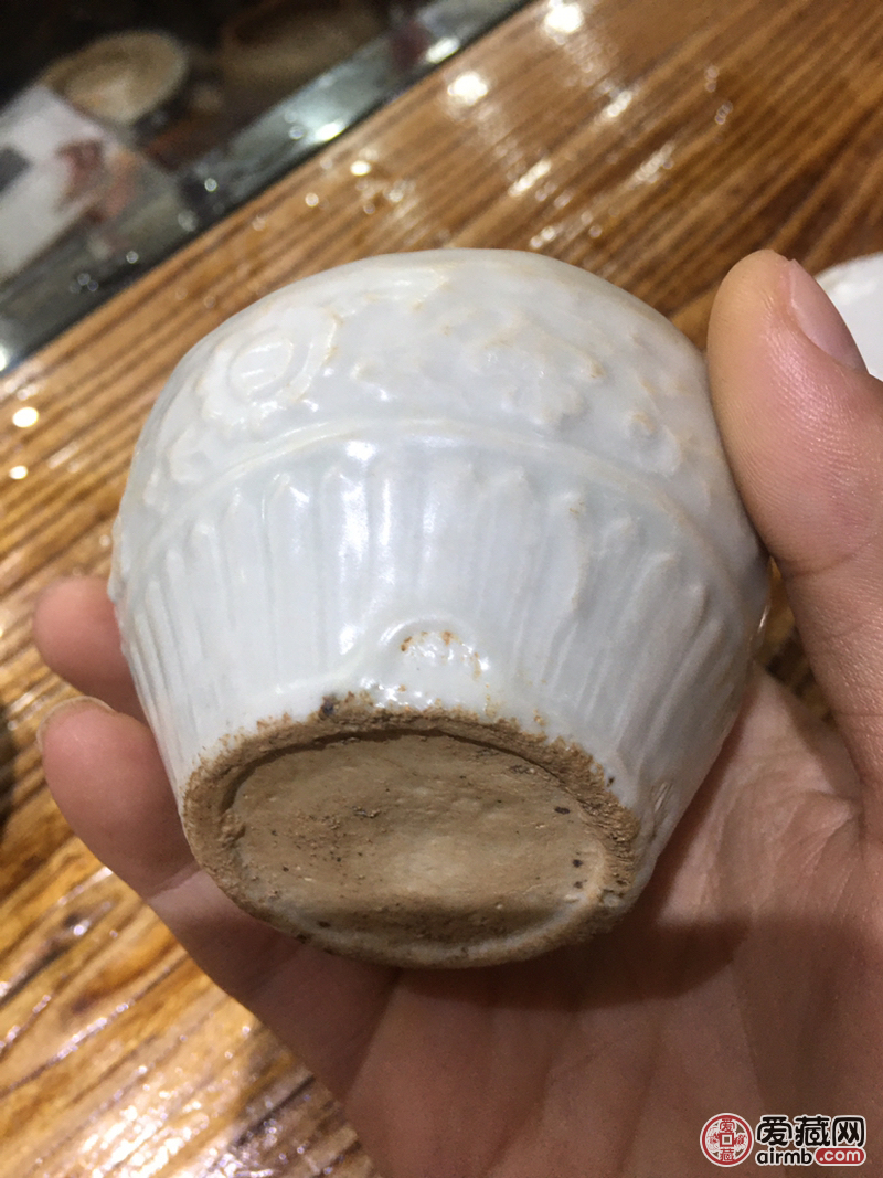元代枢府窑印花小罐，大开门，品