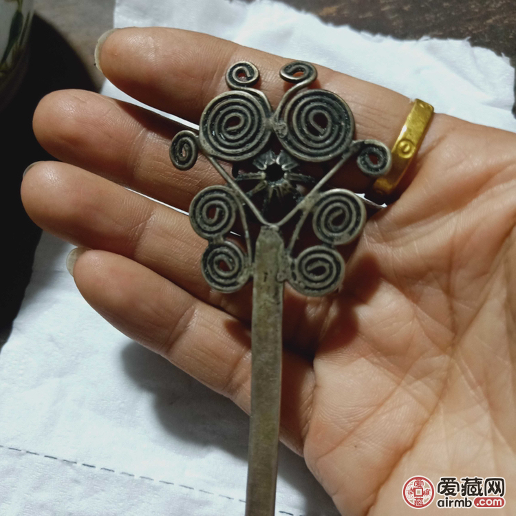 老簪子金银钗子 清代白铜老发簪