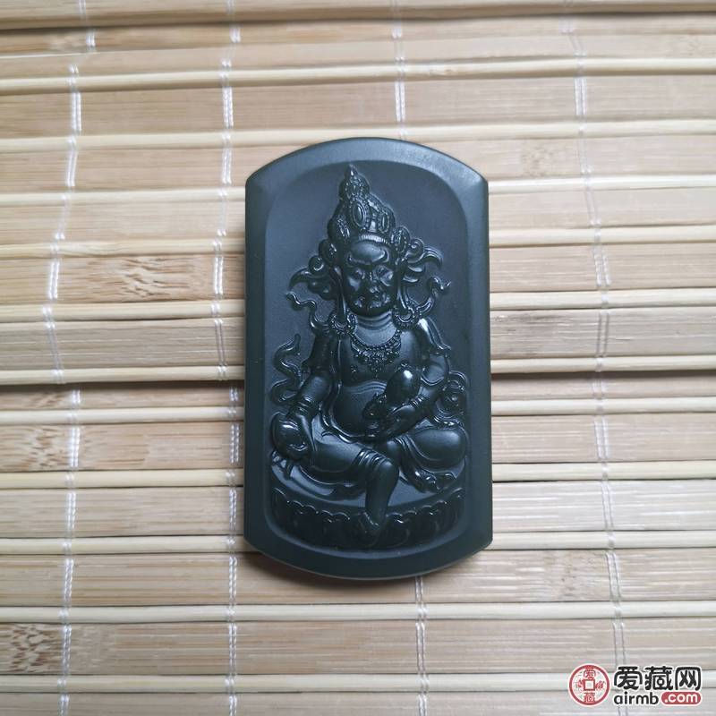 青玉一级细料 黄财神牌子 招财