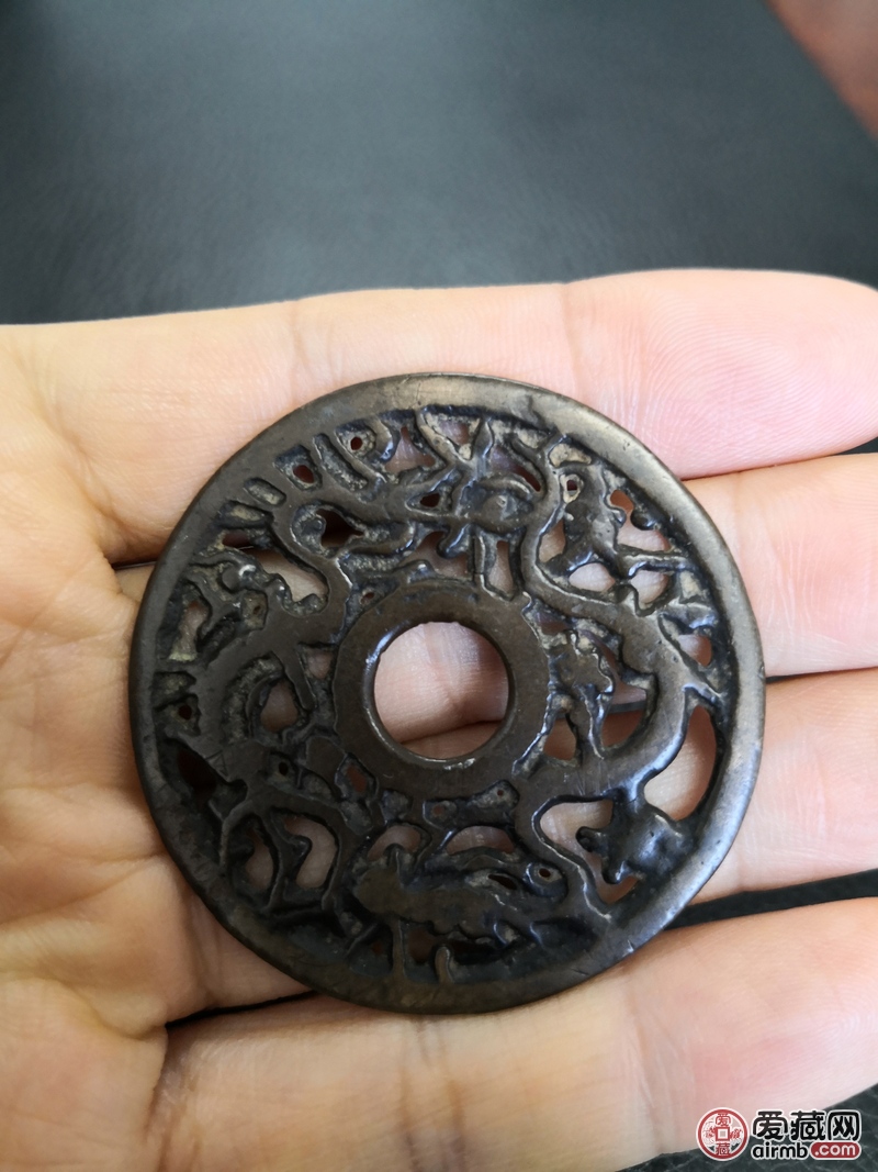 镂空双龙花钱,直径56mm,厚