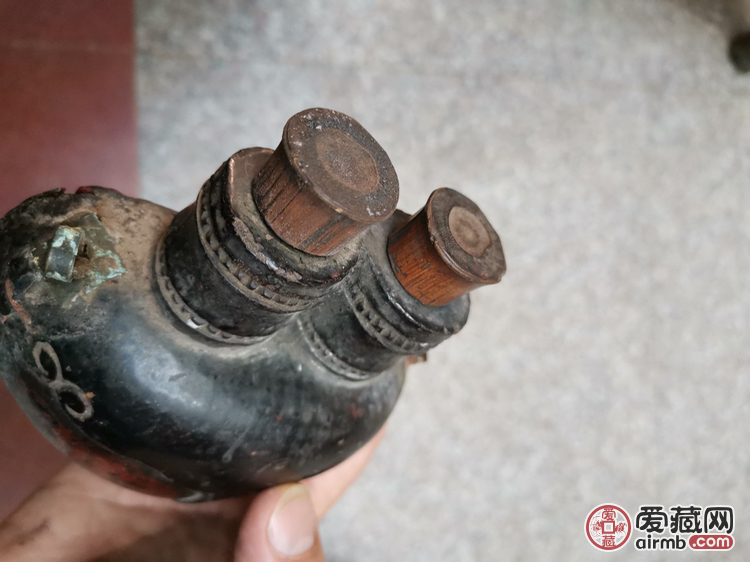清代土漆火药壶，形质工非常到位
