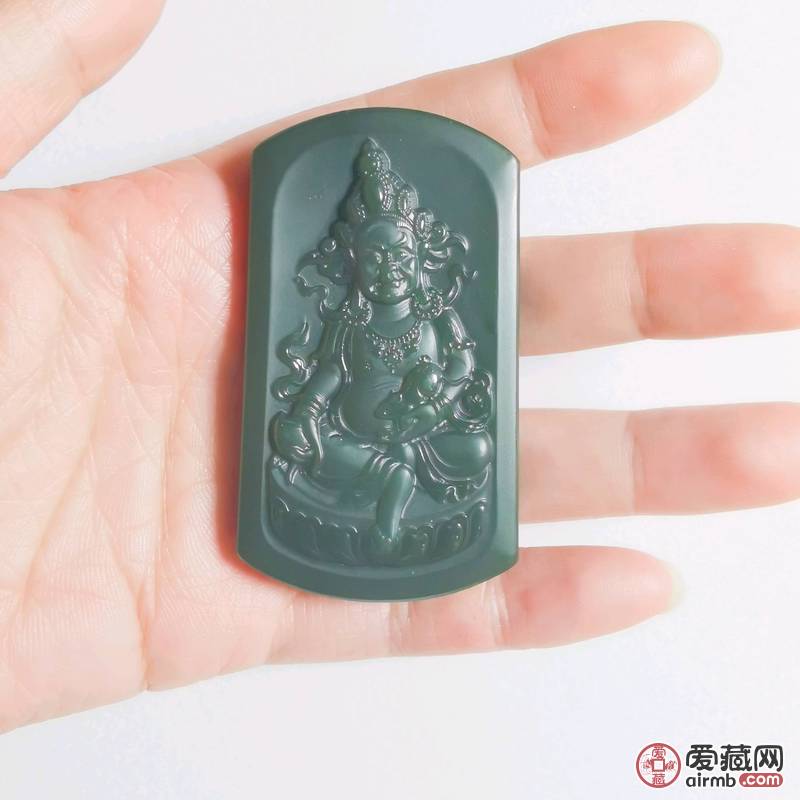 青玉一级细料 黄财神牌子 招财