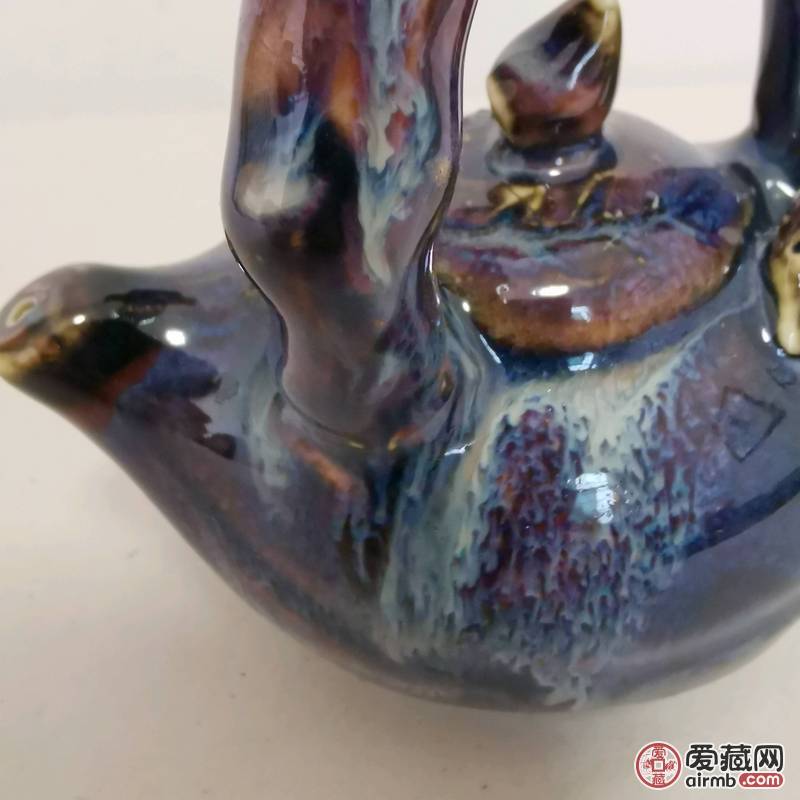 提梁壶，霁蓝釉提梁壶\n   