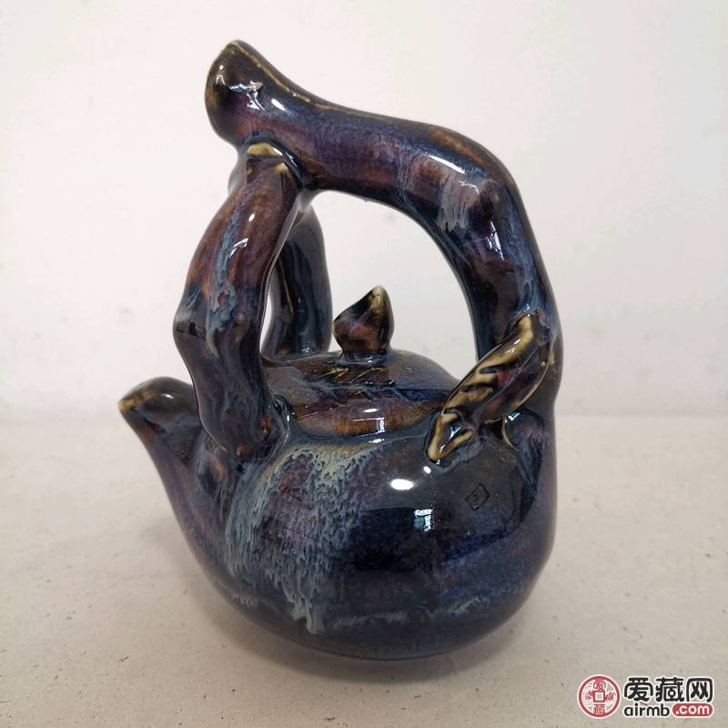 提梁壶，霁蓝釉提梁壶\n   