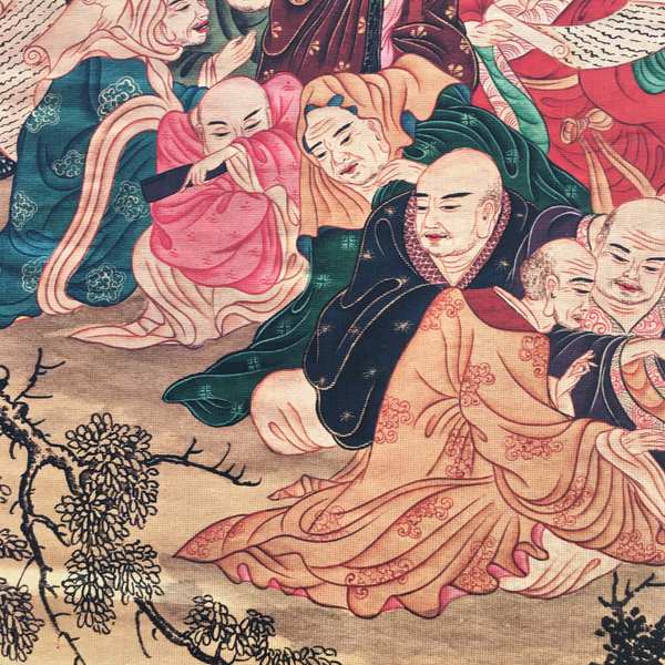 西藏唐卡,十八罗汉,画芯,尺寸长90厘米,宽45