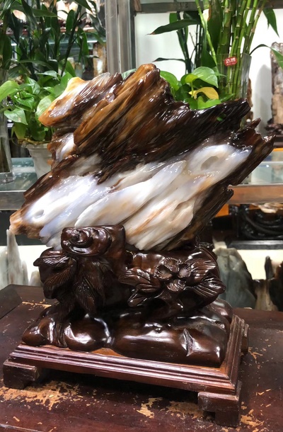 缅甸树化玉编号：25-6-11\n连底座总高33净