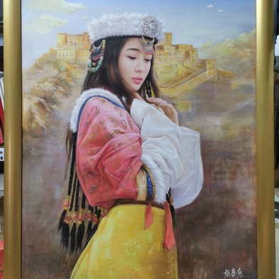 张家应油画作品文成公主油画尺