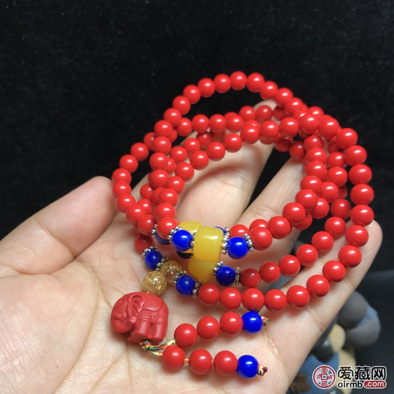 13精品朱砂佛教108粒手链,爱藏保真出品,保真保
