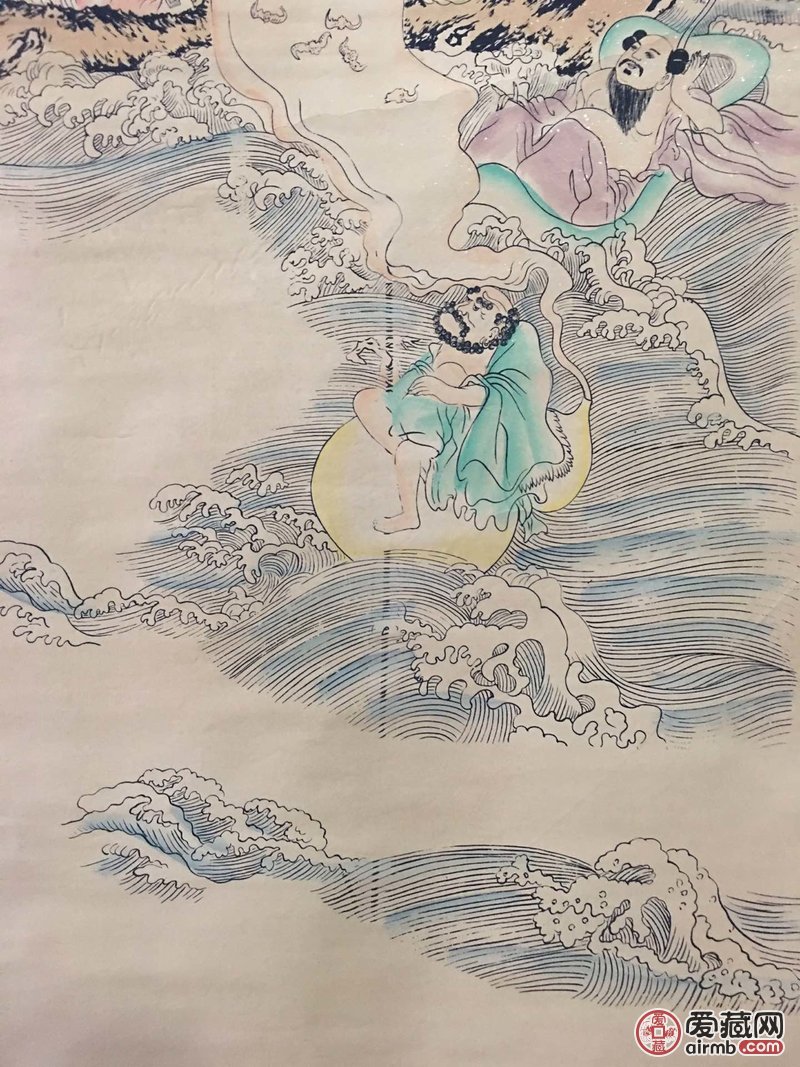 八仙过海 唐寅 仿古字画 中堂画 国画山水画 挂画