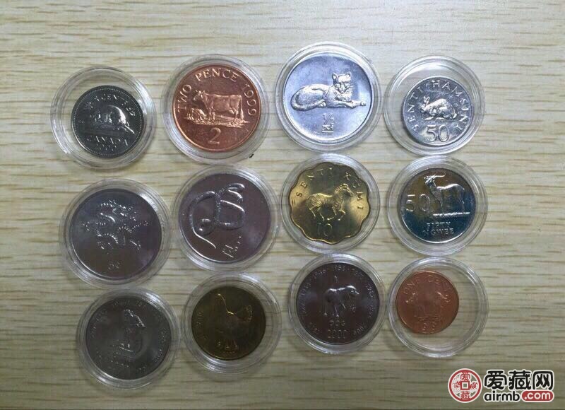 世界各国十二生肖动物硬币.全套12枚.由
