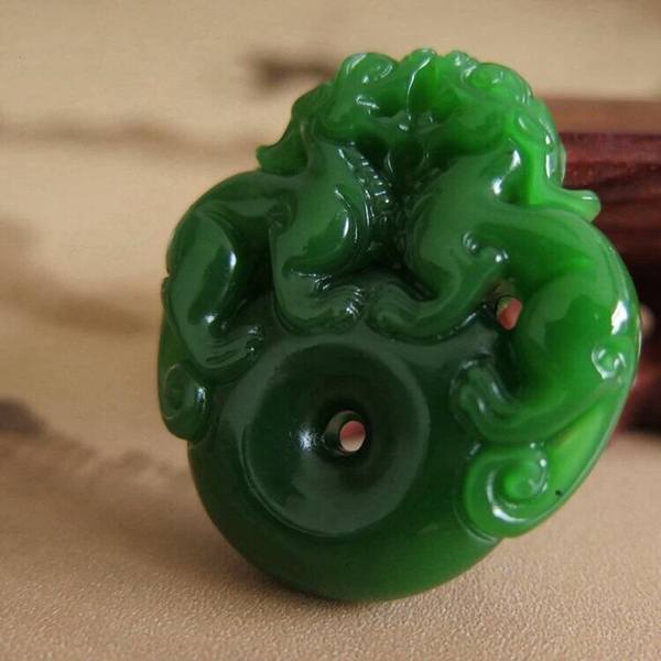 和田碧玉色台湾青玉双貔貅怀古平安扣和真假_图片_价格_评级-和田玉