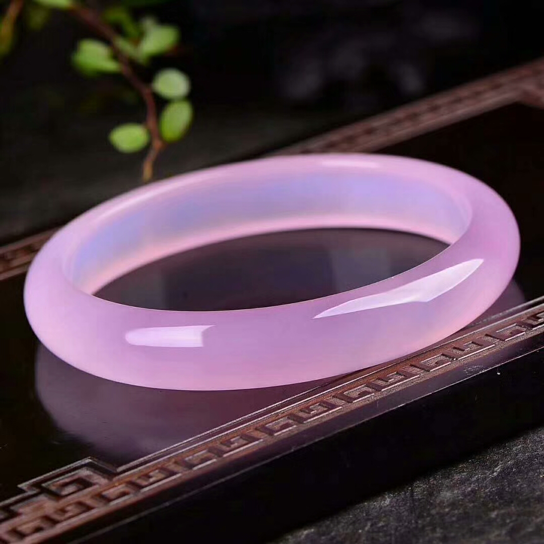 天然玉石冰花芙蓉玉手镯 色泽鲜