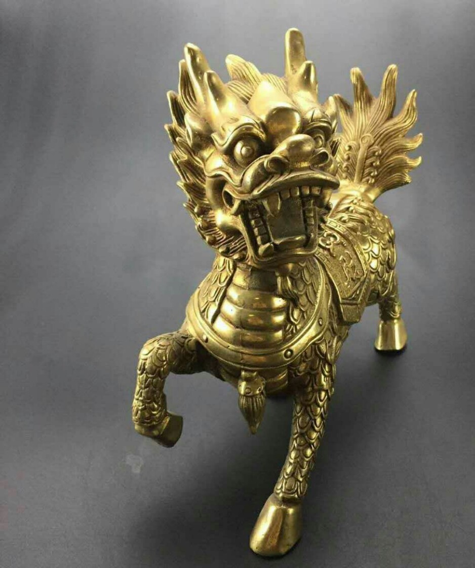 新品!纯铜招财进宝麒麟一对