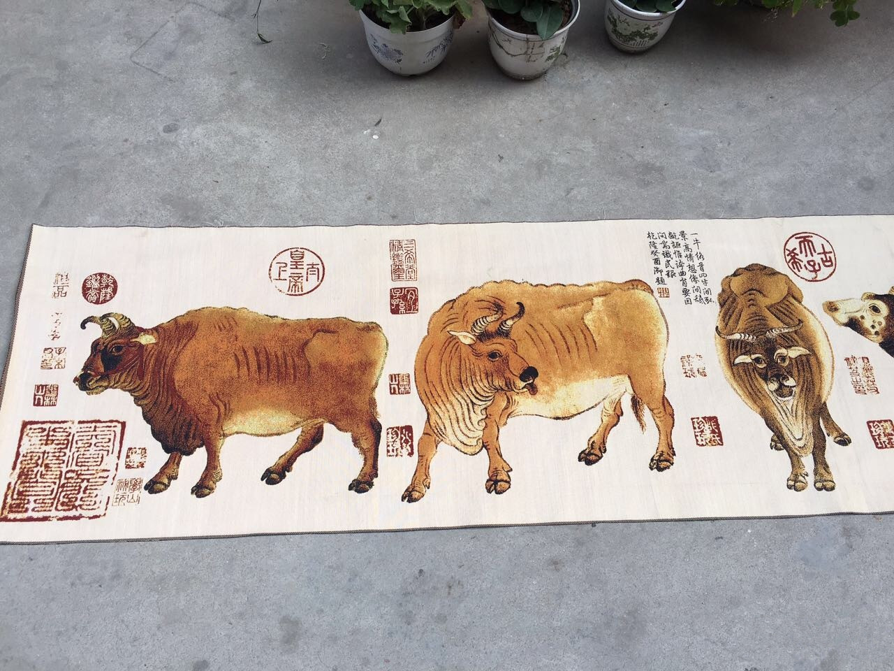 精品刺绣画(五牛图)精品工艺 正品真丝单绣特号古绣