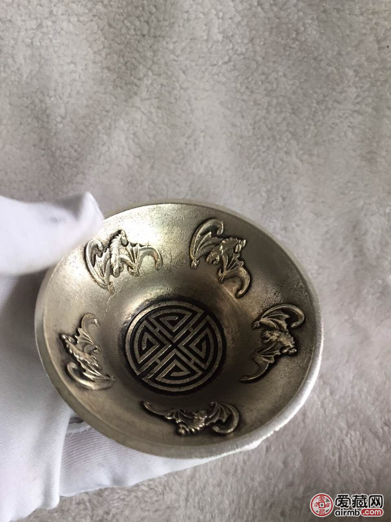 收来的五福捧寿银碗!非常难得
