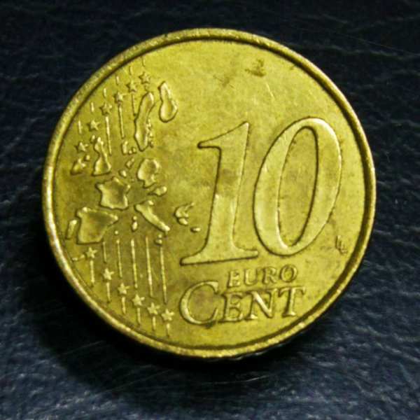 西班牙10欧分硬币1枚.重量4.07g,直径19.