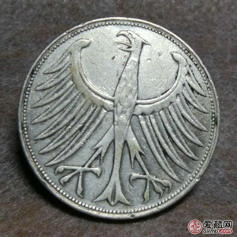 0元起拍1951年德国5马克银币重112克直