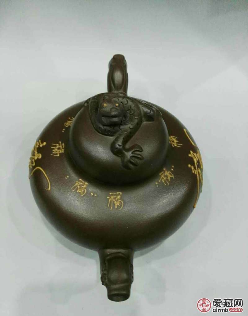 早年旧藏紫砂壶一把.福禄.底款杨羡陈信卿制.细节如