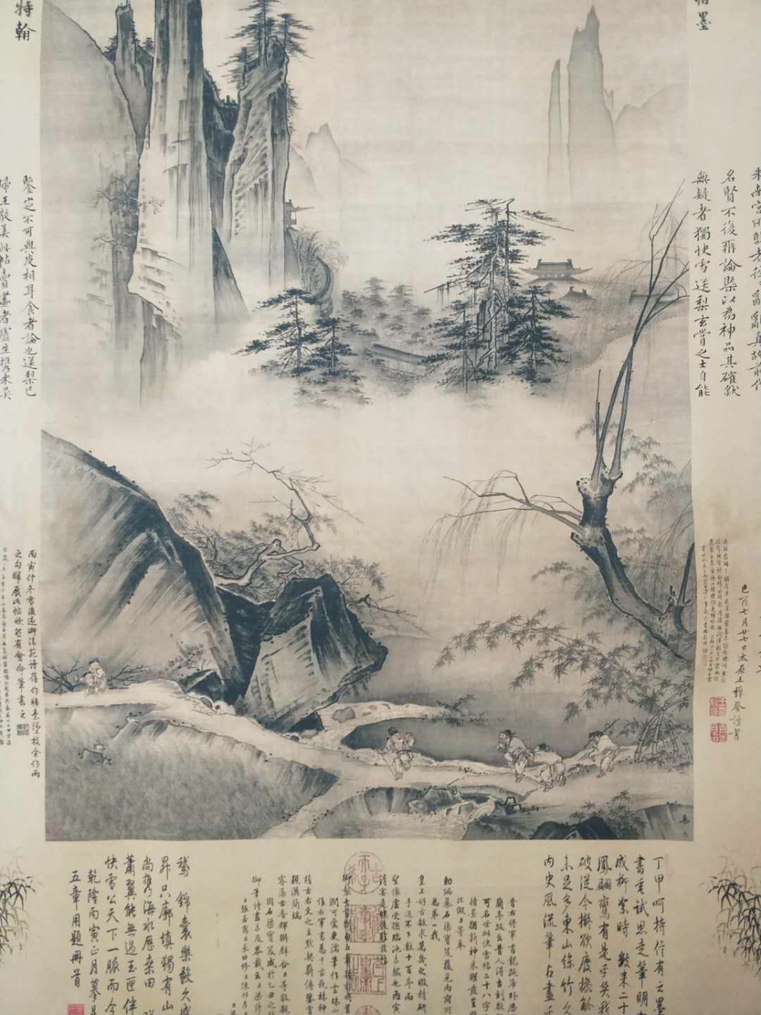 南宋马远款作品【踏歌图】卷轴字画一幅,画工精湛,栩