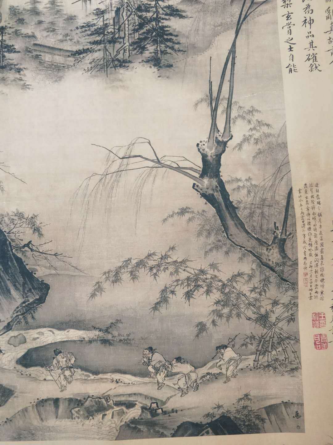 南宋马远款作品【踏歌图】卷轴字画一幅,画工精湛,栩