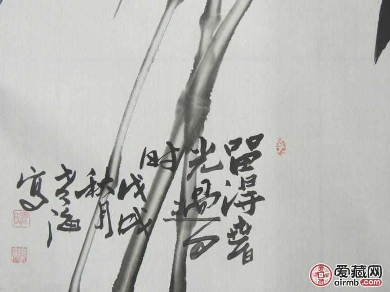 中国画名家老海水墨墨竹作品尺寸6868厘米