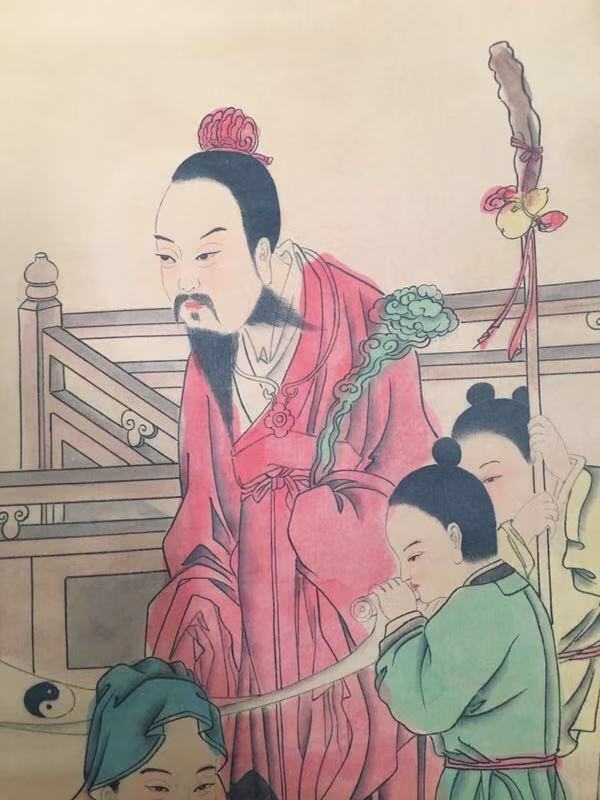张大千【福禄寿】老卷轴中堂挂画