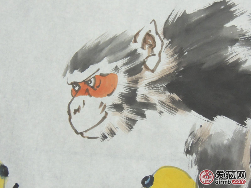 中国画名家老海水墨动物猴作品尺寸6真假_图片_价格