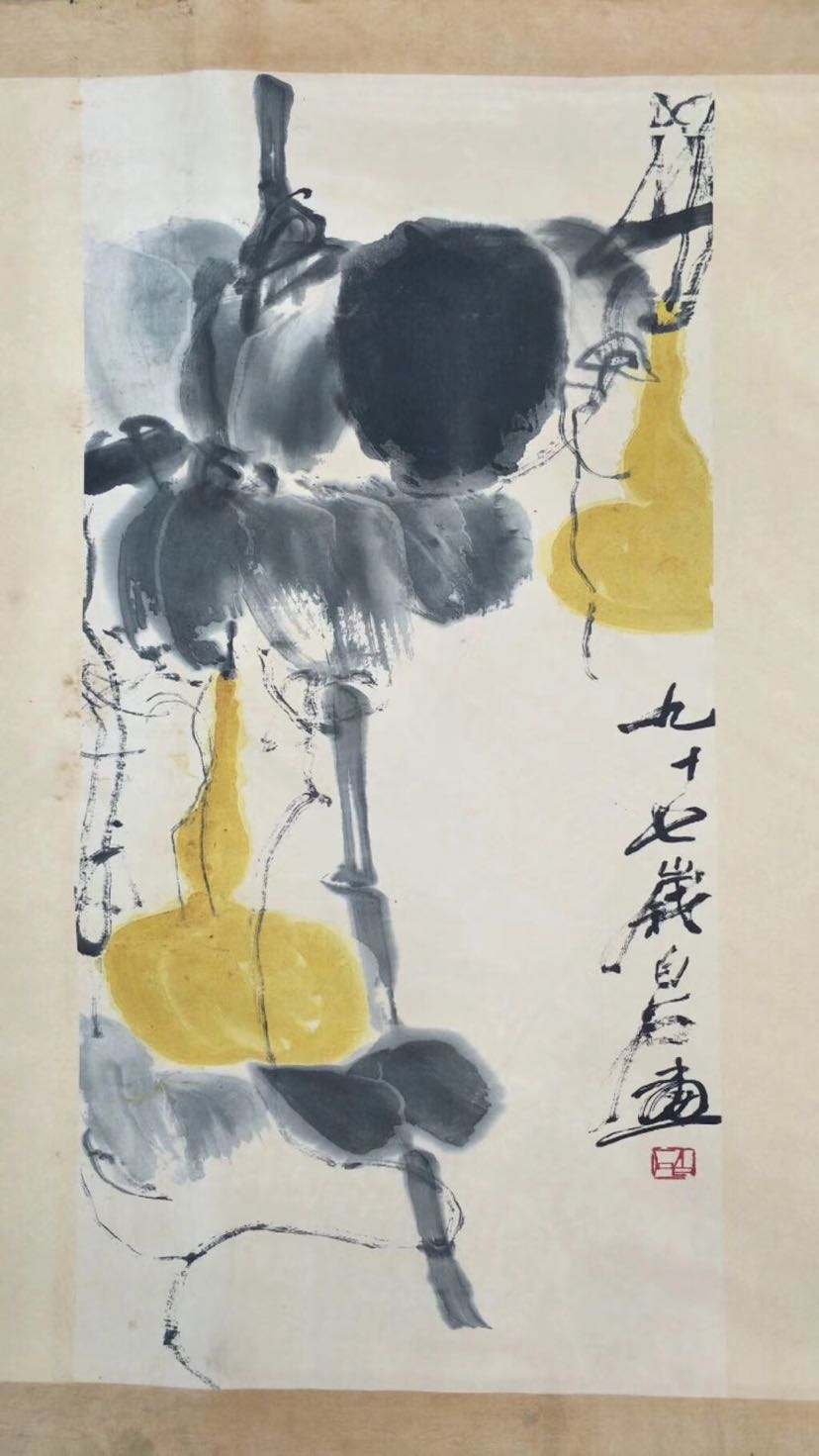 超长卷轴画齐白石寿桃图尺寸约33670cm