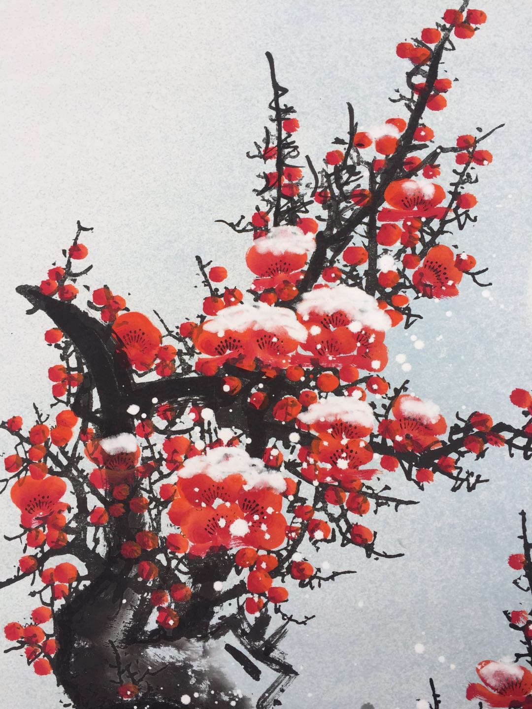 精品大放漏!《红梅傲雪》宣纸卷